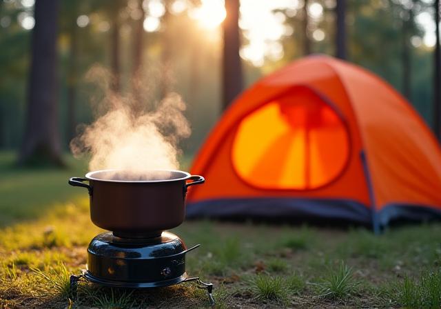 Campingkök och familjetält