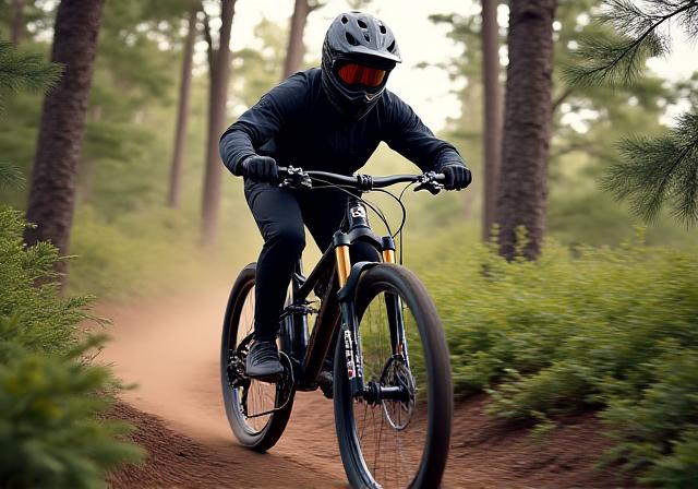 Mountainbike i skogsterräng